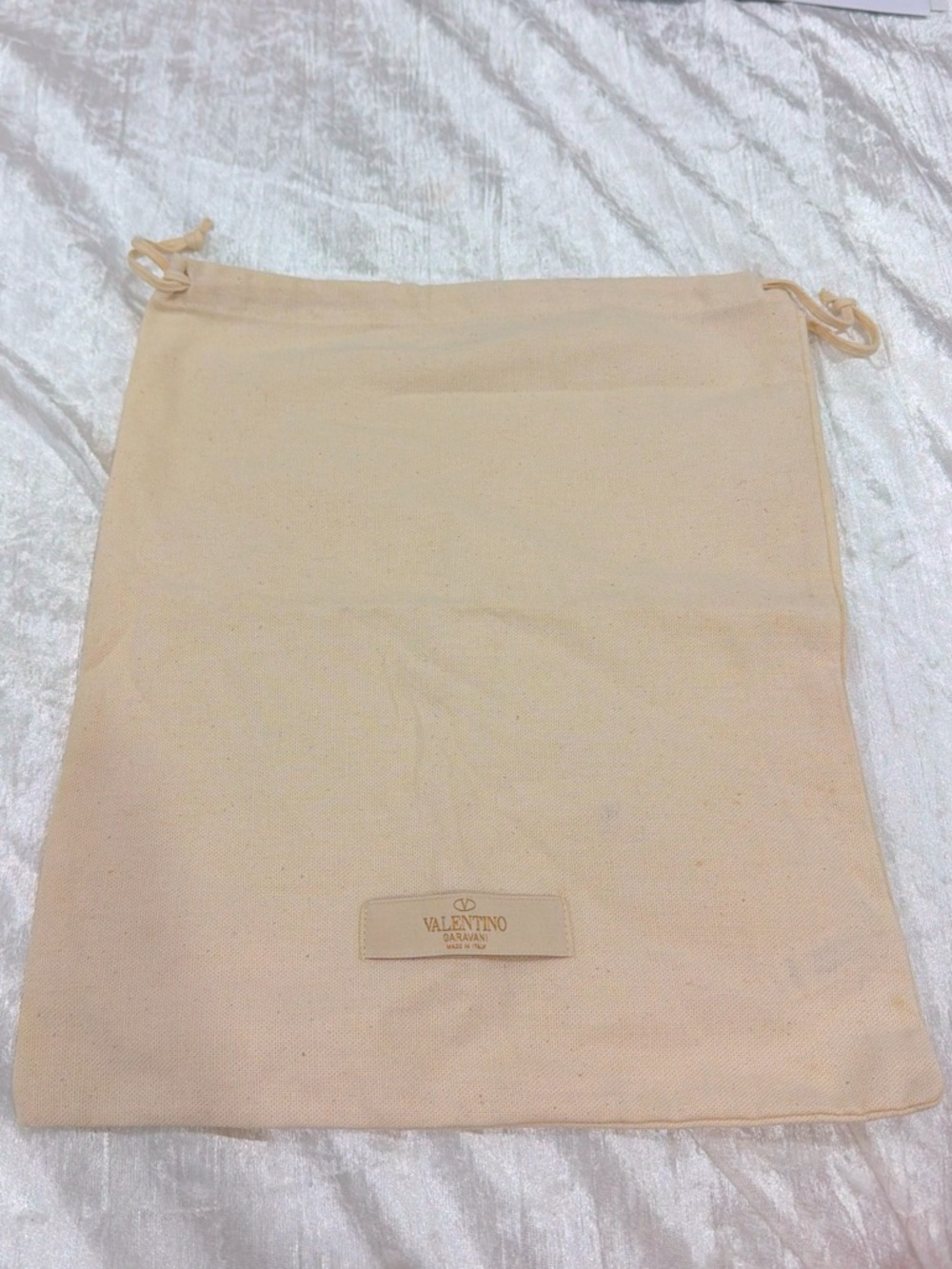 Valentino Beige Drawstring Dust Pouch 11x12